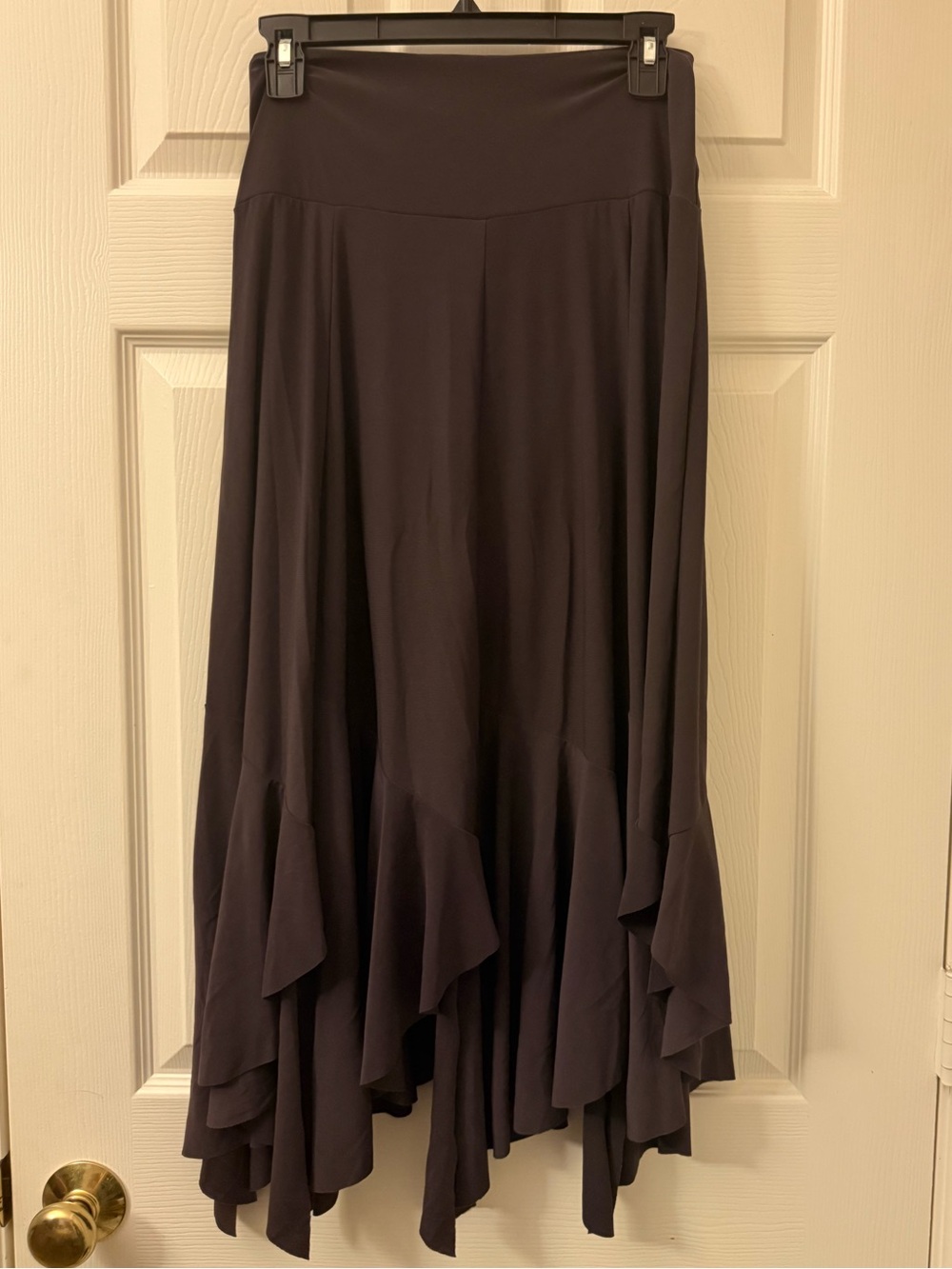 Women's Asymmetric Ruffle Maxi Skirt - Brown